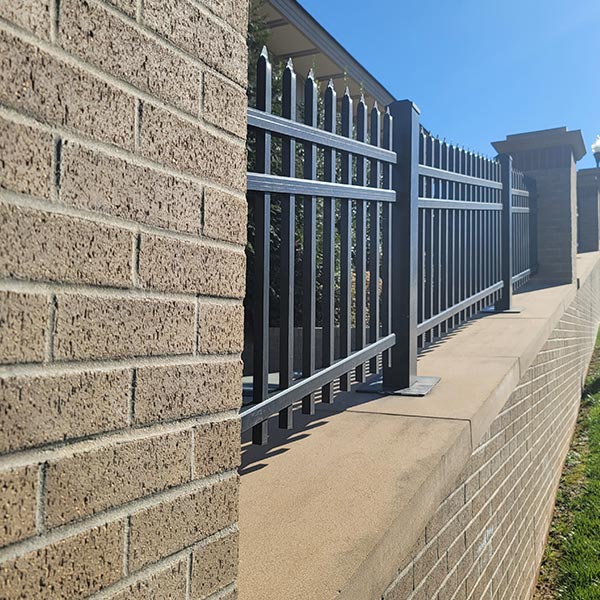 Black iron fence closeup