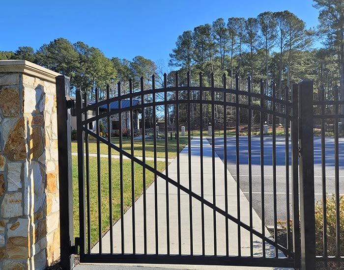 black entrance fence